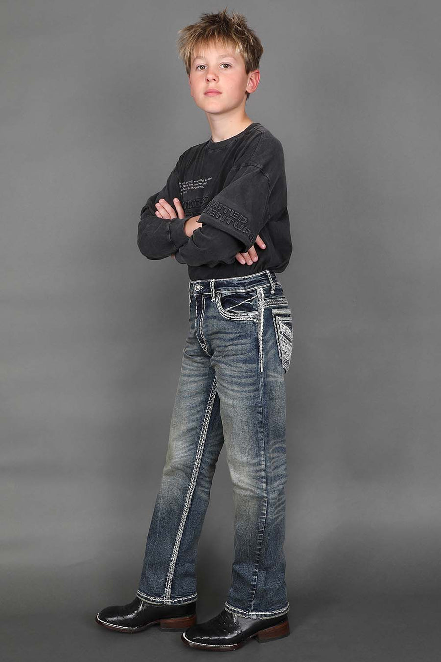 Boy's Embroidered Straight Jeans