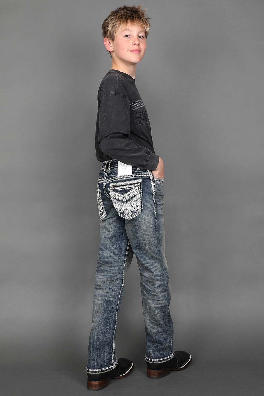 Boy's Embroidered Straight Jeans
