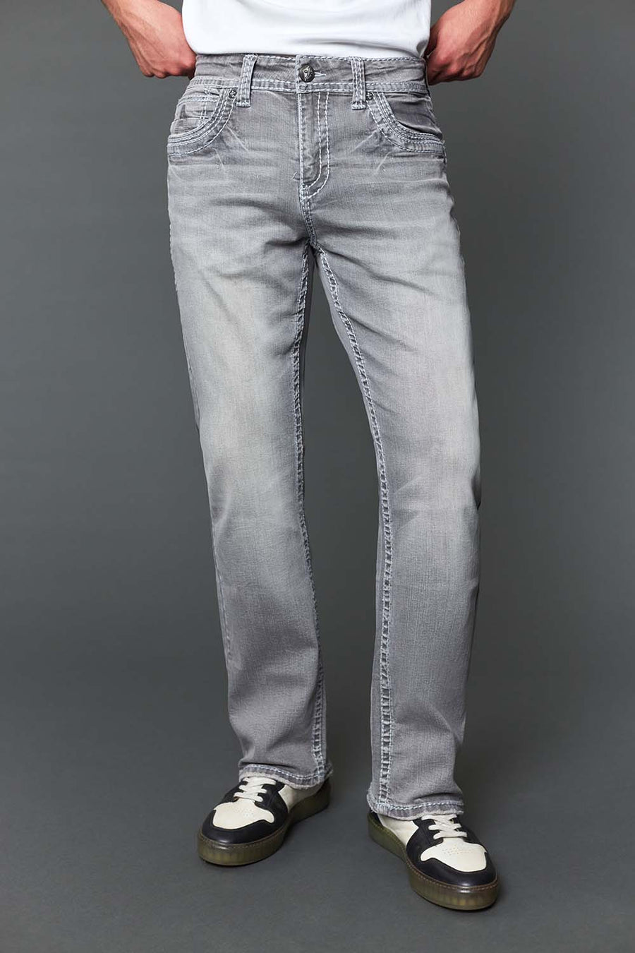 Men's Embroidered Straight Jeans