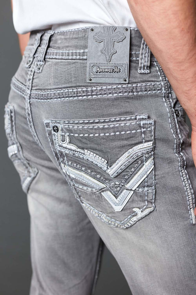 Men's Embroidered Straight Jeans