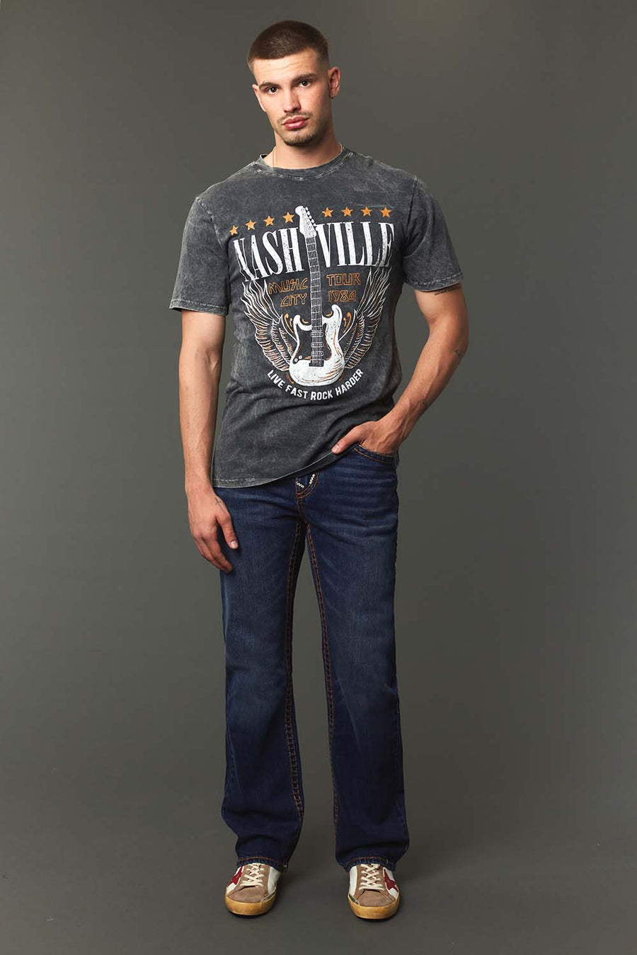 Men's Embroidered Straight Jeans