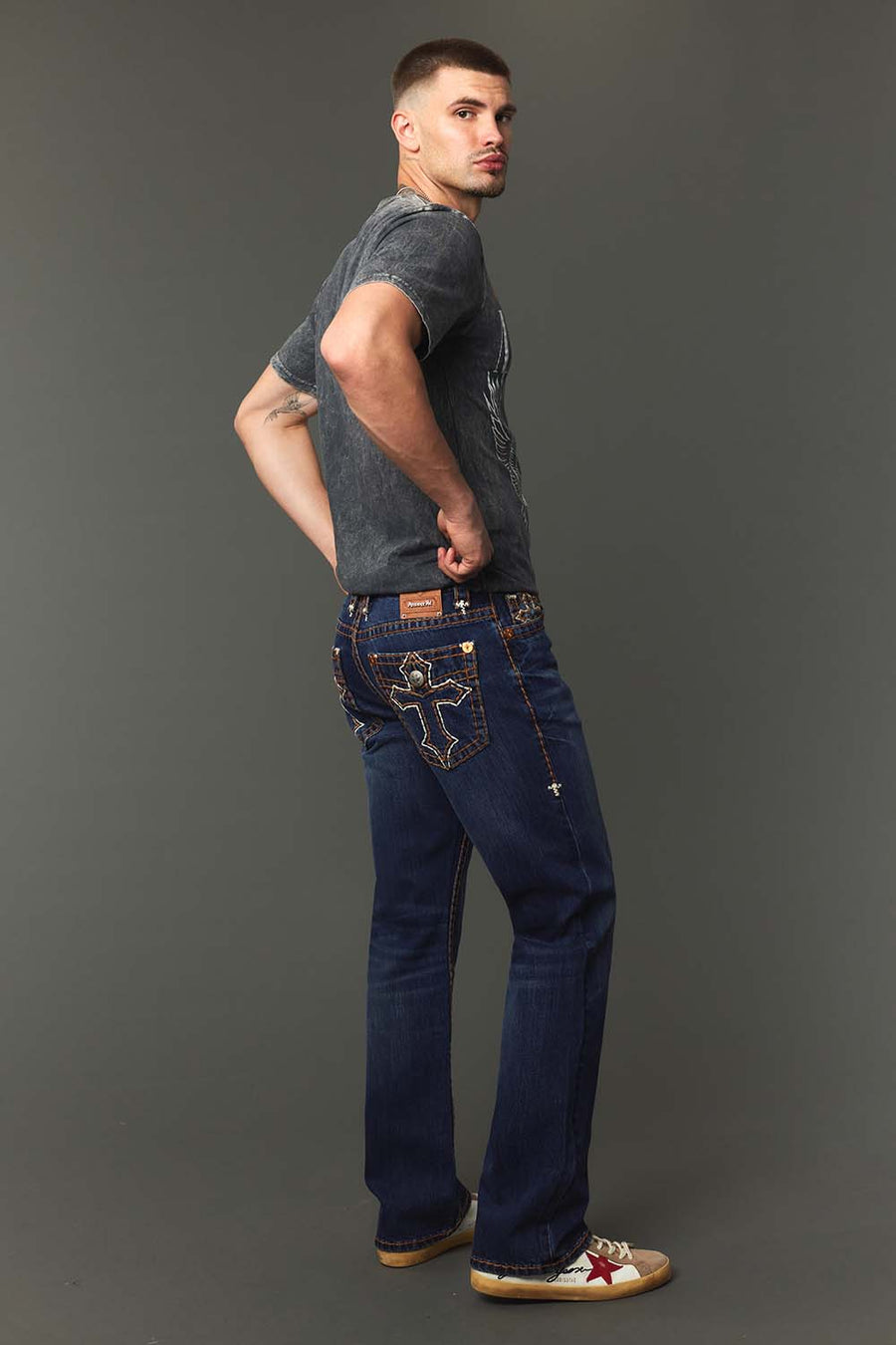 Men's Embroidered Straight Jeans
