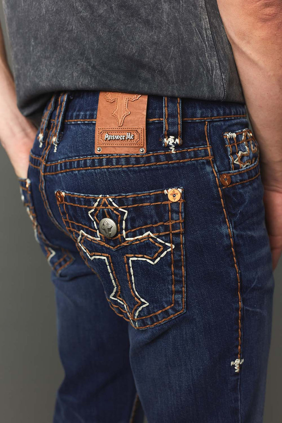 Men's Embroidered Straight Jeans