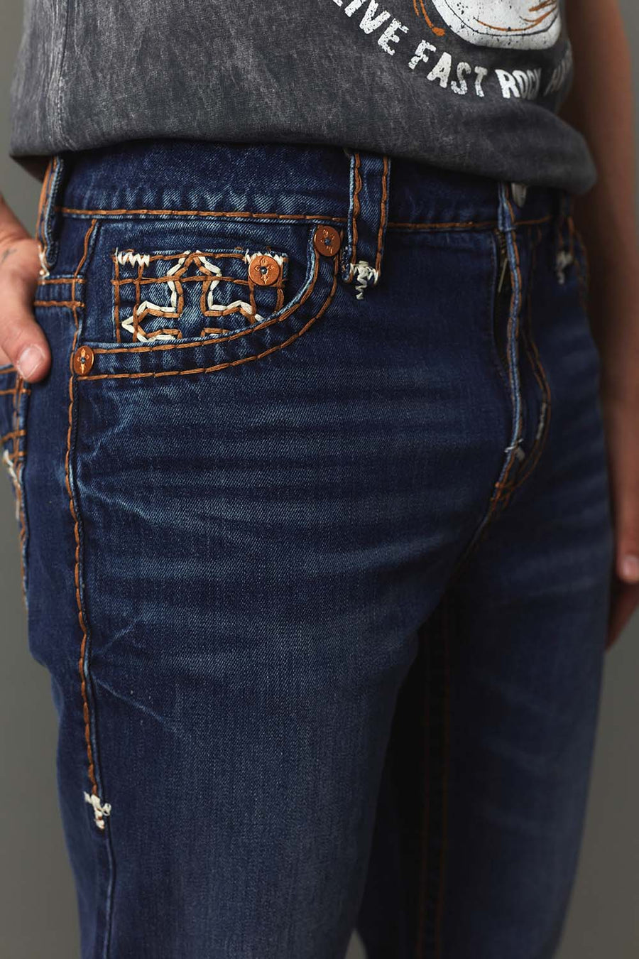 Men's Embroidered Straight Jeans