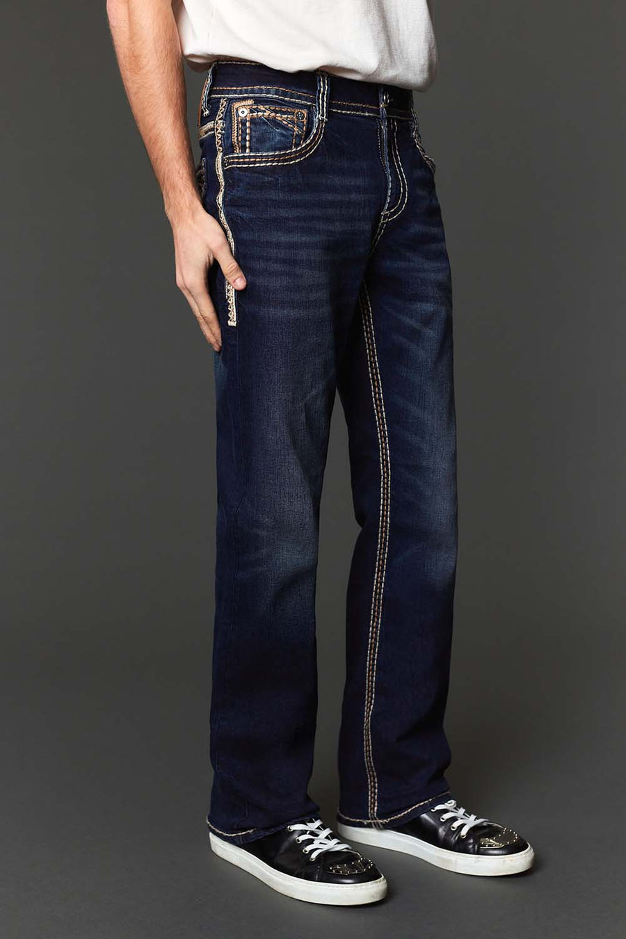 Men's Embroidered Straight Jeans