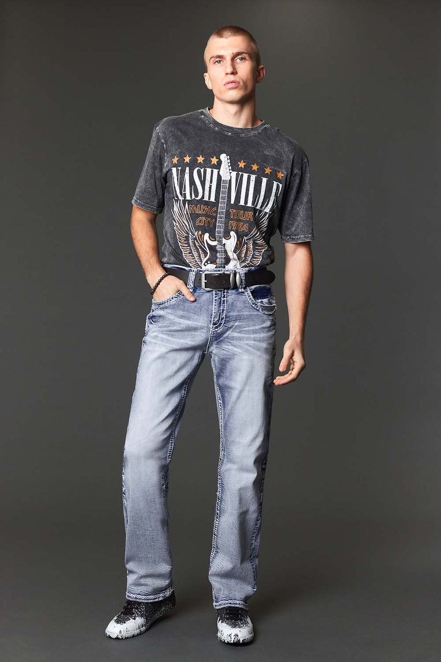 Men's Embroidered Straight Jeans