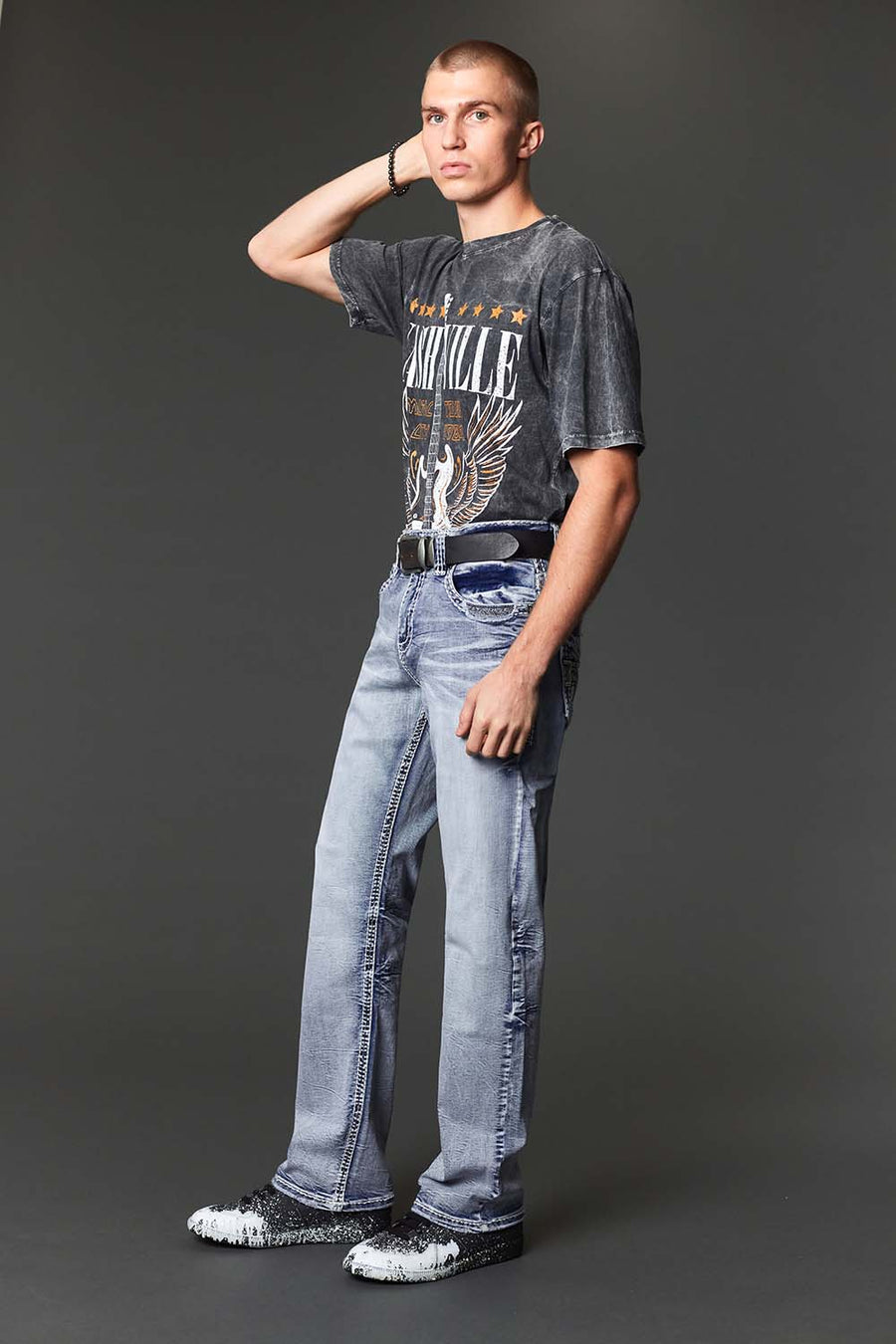 Men's Embroidered Straight Jeans
