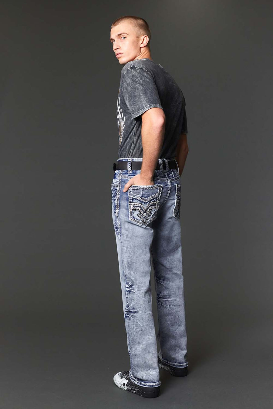 Men's Embroidered Straight Jeans