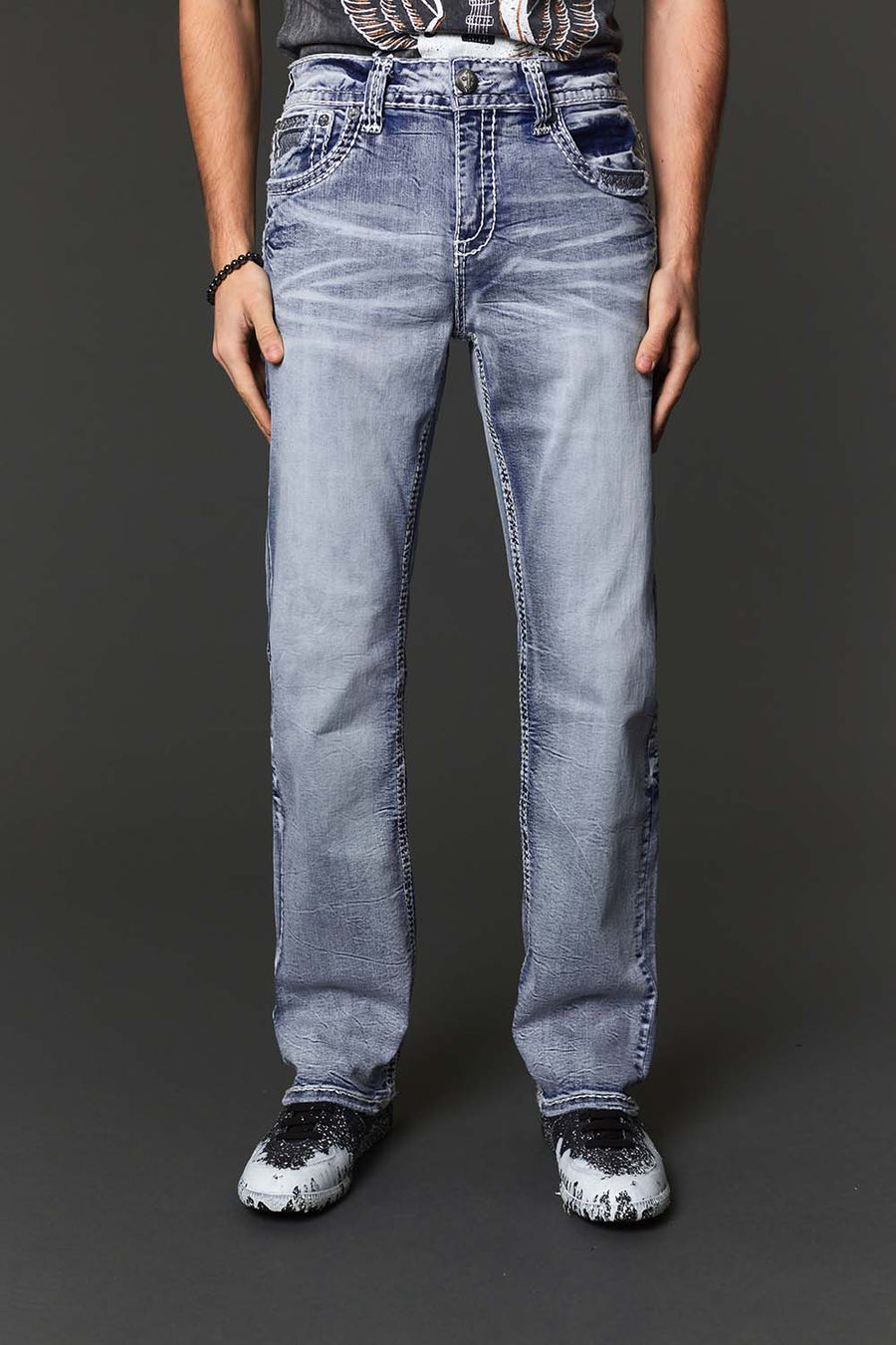 Men's Embroidered Straight Jeans