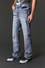 Men's Embroidered Straight Jeans