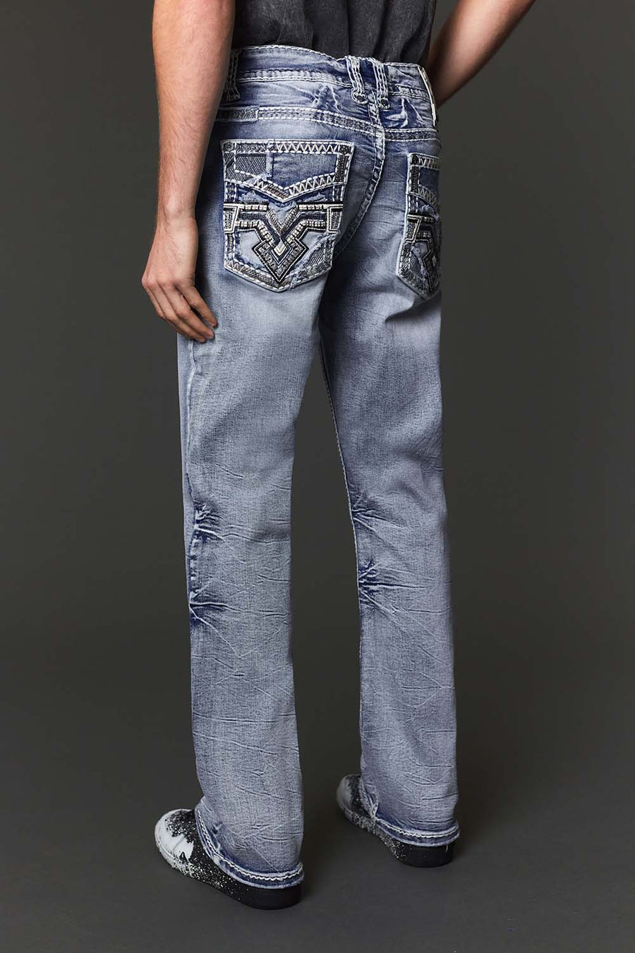Men's Embroidered Straight Jeans