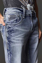 Men's Embroidered Straight Jeans
