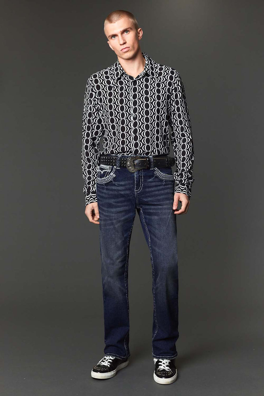 Men's Embroidered Straight Jeans