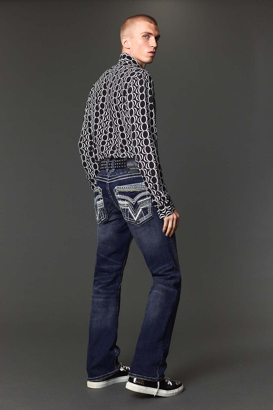 Men's Embroidered Straight Jeans
