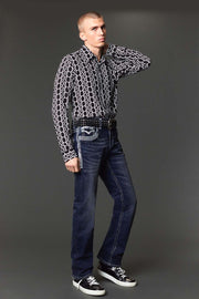Men's Embroidered Straight Jeans