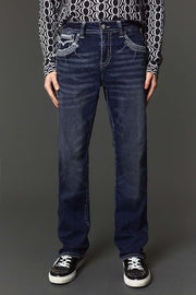 Men's Embroidered Straight Jeans