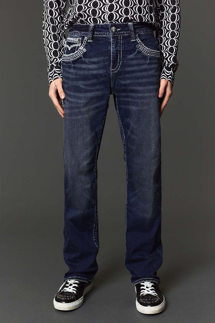 Men's Embroidered Straight Jeans