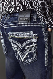 Men's Embroidered Straight Jeans