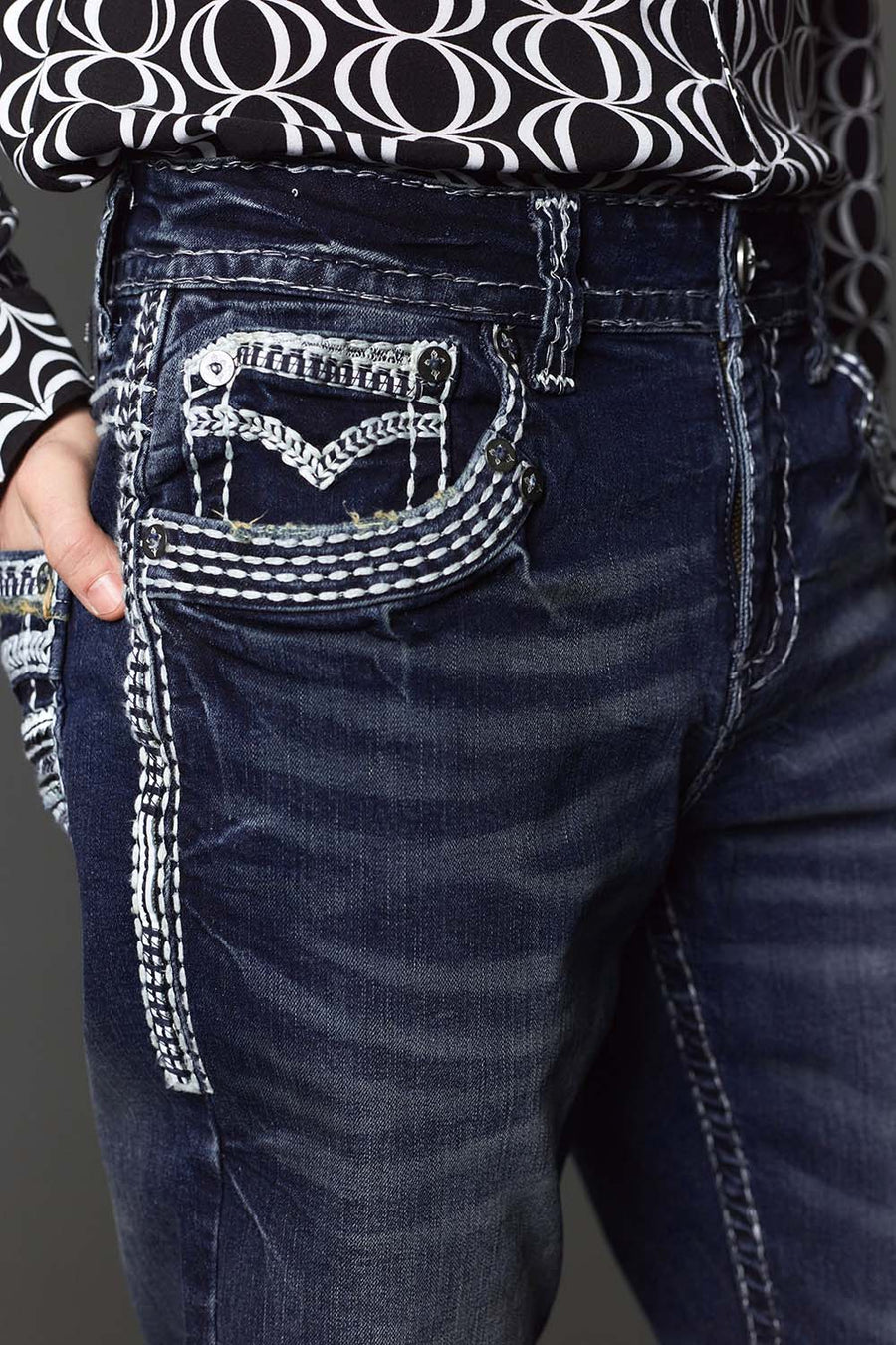 Men's Embroidered Straight Jeans