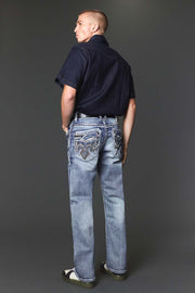 Men's Embroidered Straight Jeans