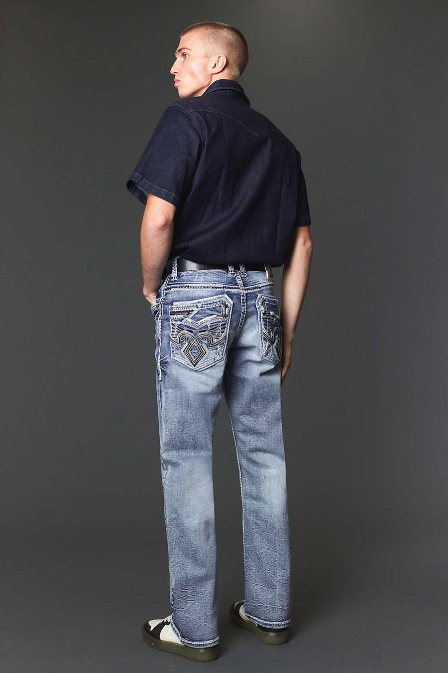 Men's Embroidered Straight Jeans
