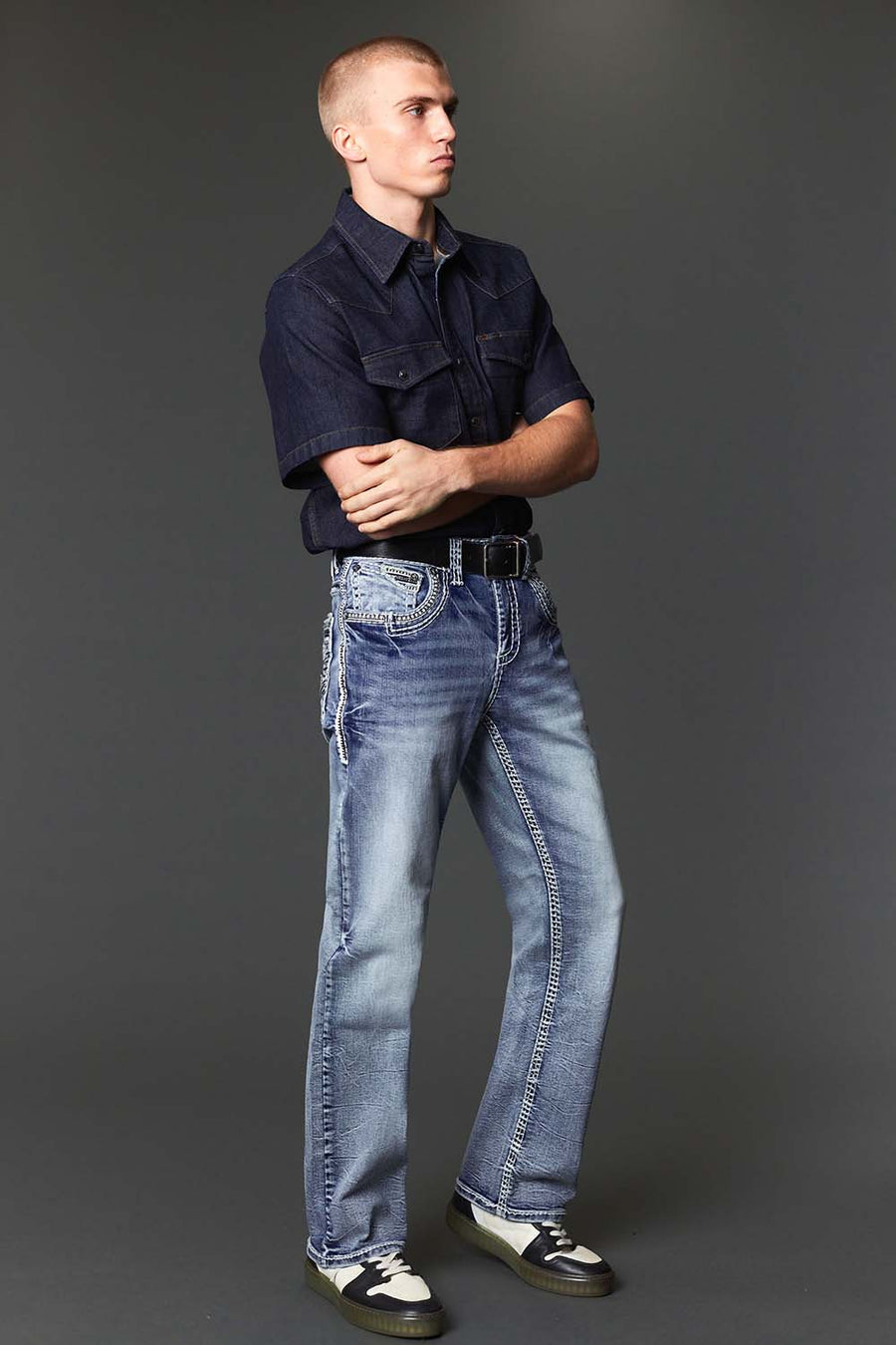 Men's Embroidered Straight Jeans