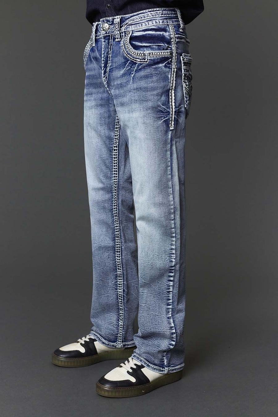 Men's Embroidered Straight Jeans