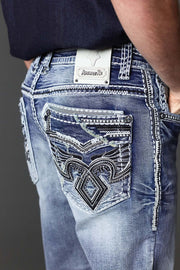 Men's Embroidered Straight Jeans