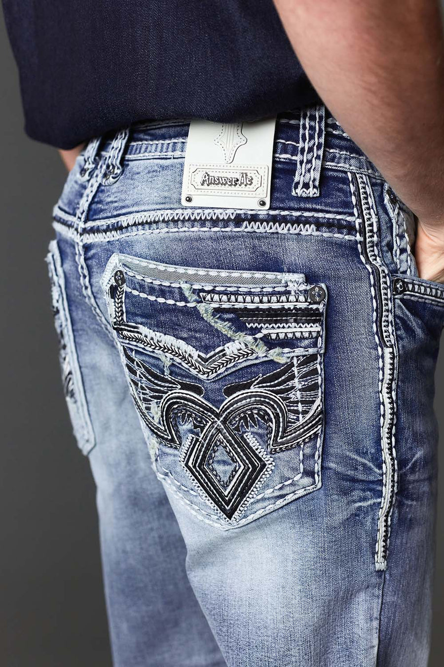 Men's Embroidered Straight Jeans