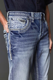 Men's Embroidered Straight Jeans