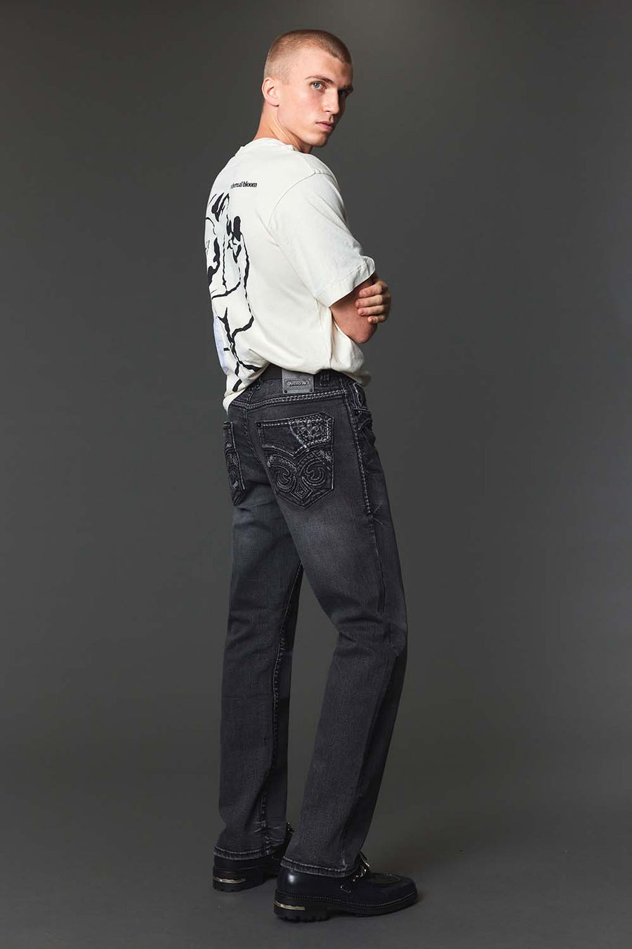 Men's Embroidered Straight Jeans