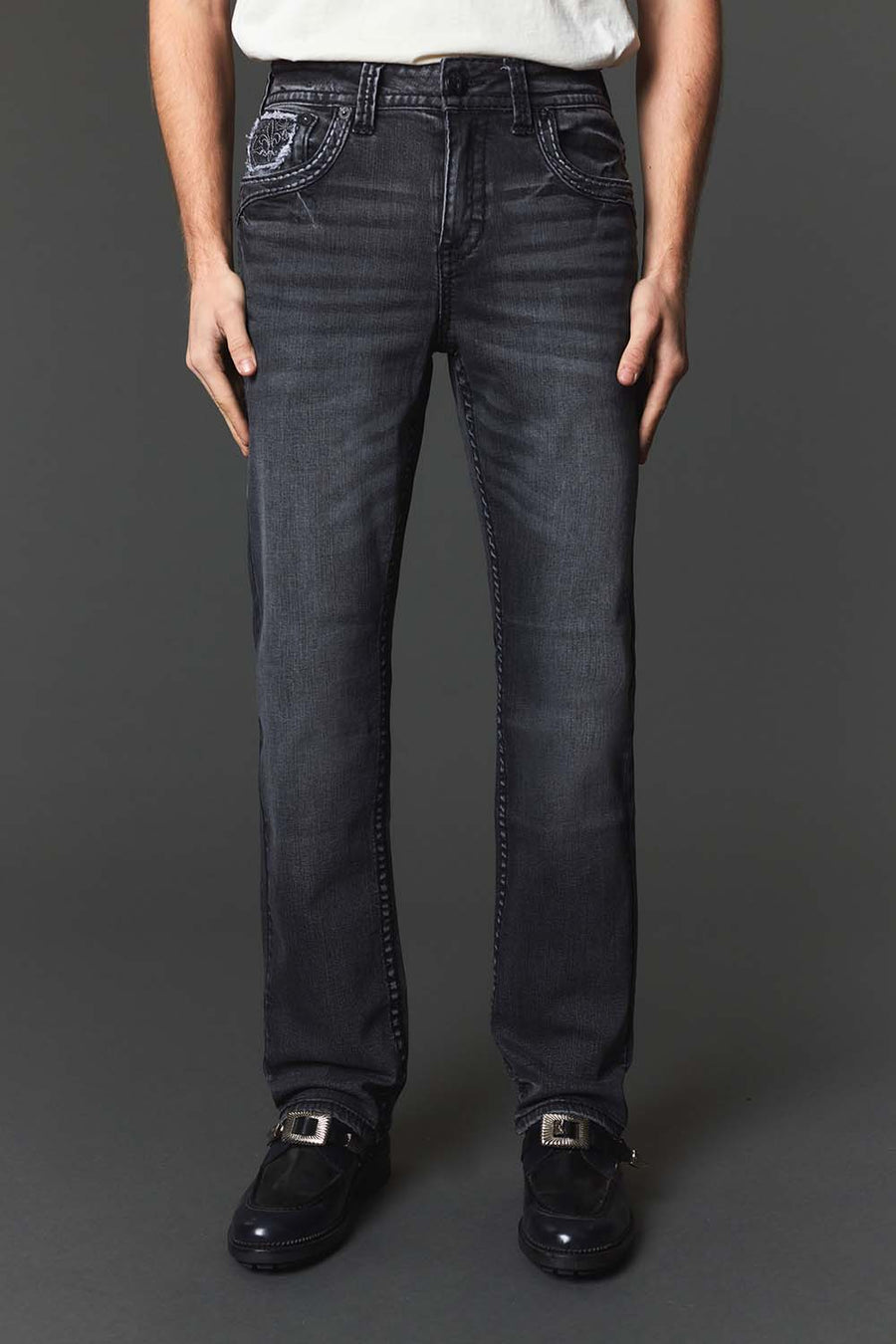 Men's Embroidered Straight Jeans