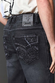 Men's Embroidered Straight Jeans