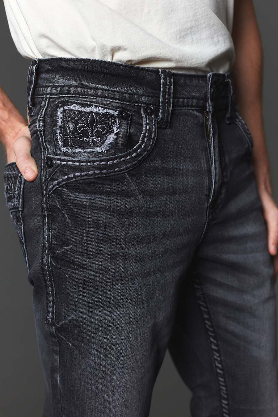 Men's Embroidered Straight Jeans