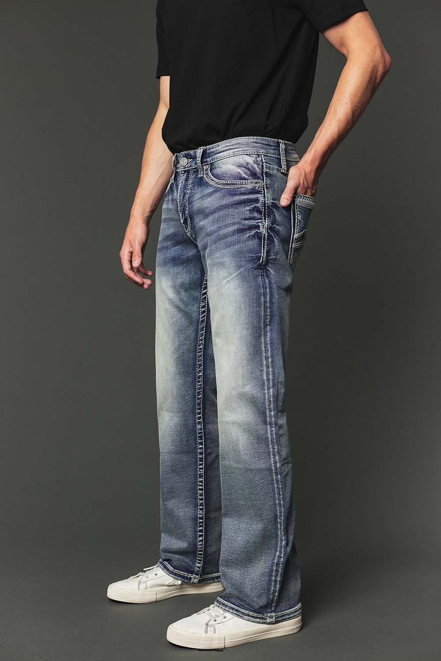 Men's High Street Lite Embroidered Straight Leg Jeans