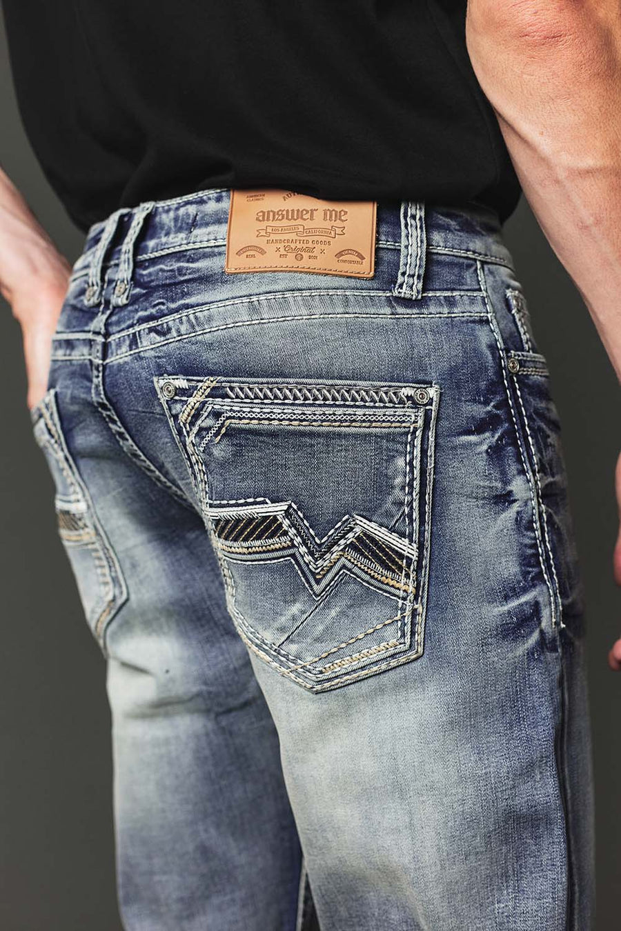 Men's High Street Lite Embroidered Straight Leg Jeans
