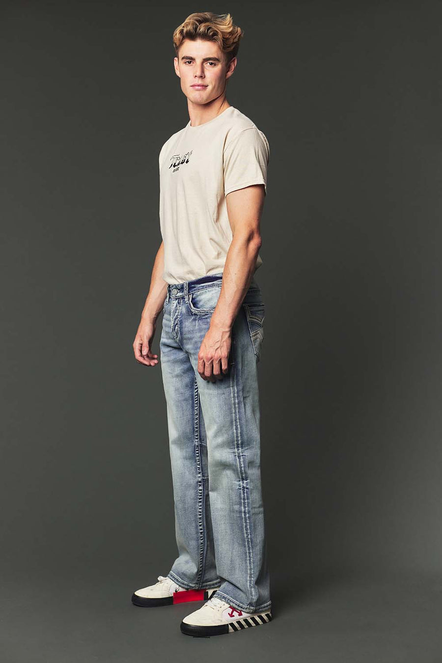 Men's High Street Lite Embroidered Straight Leg Jeans