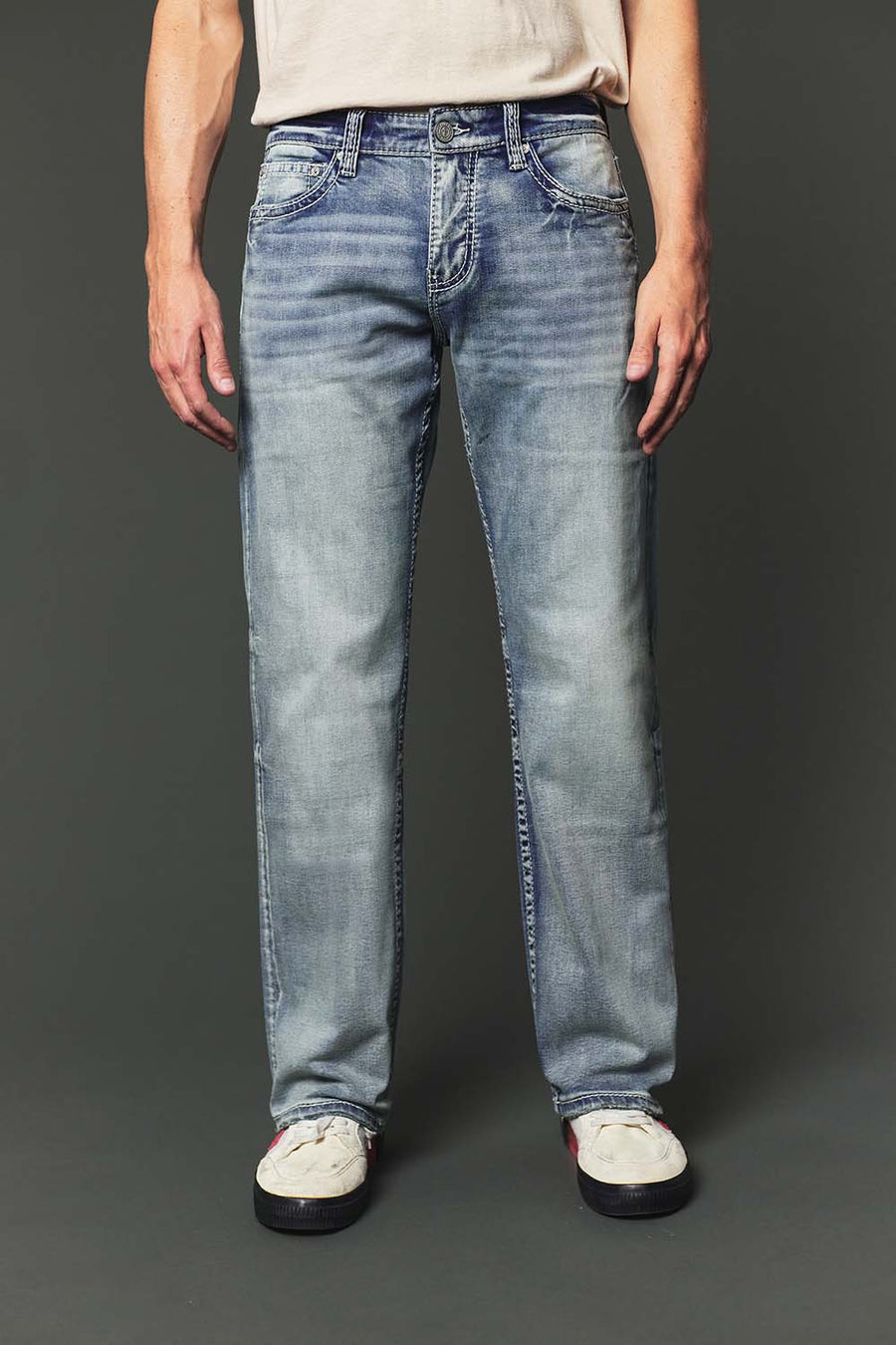 Men's High Street Lite Embroidered Straight Leg Jeans