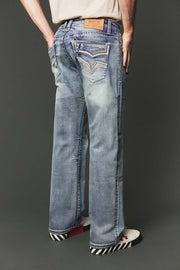 Men's High Street Lite Embroidered Straight Leg Jeans