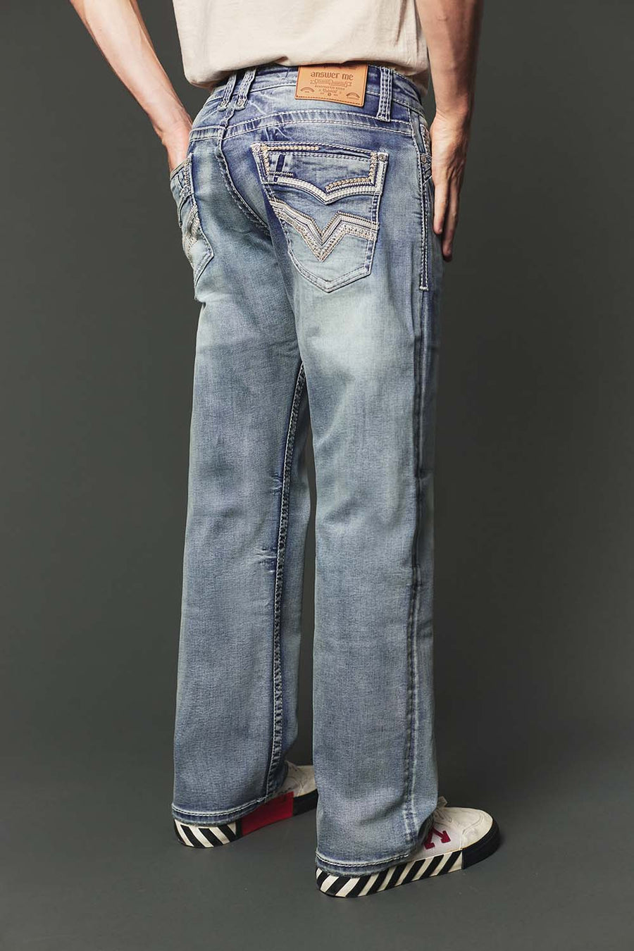 Men's High Street Lite Embroidered Straight Leg Jeans