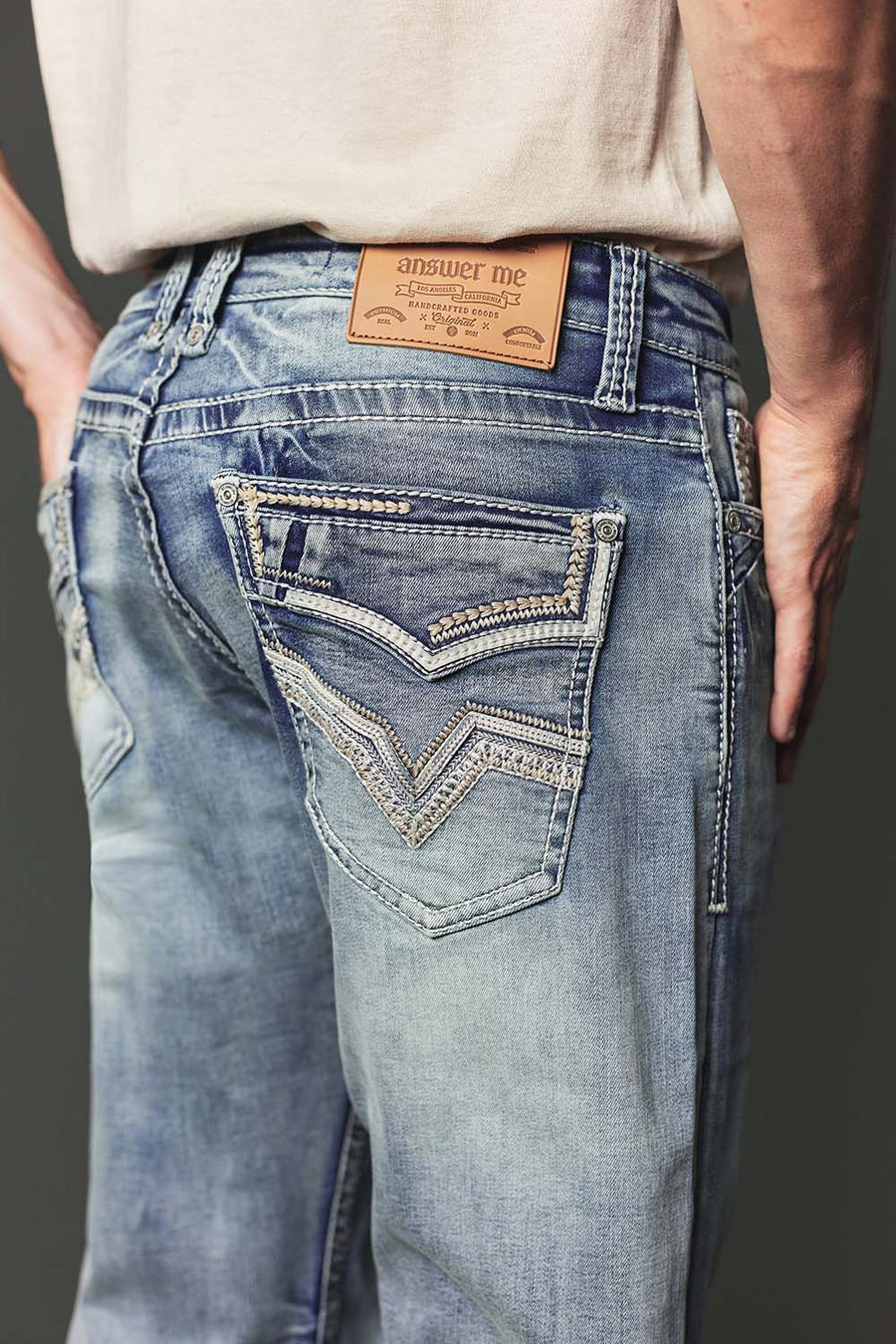 Men's High Street Lite Embroidered Straight Leg Jeans
