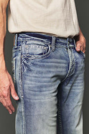 Men's High Street Lite Embroidered Straight Leg Jeans