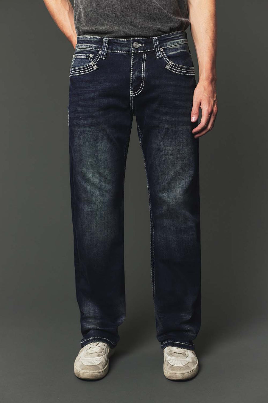 Men's High Street Lite Embroidered Straight Leg Jeans