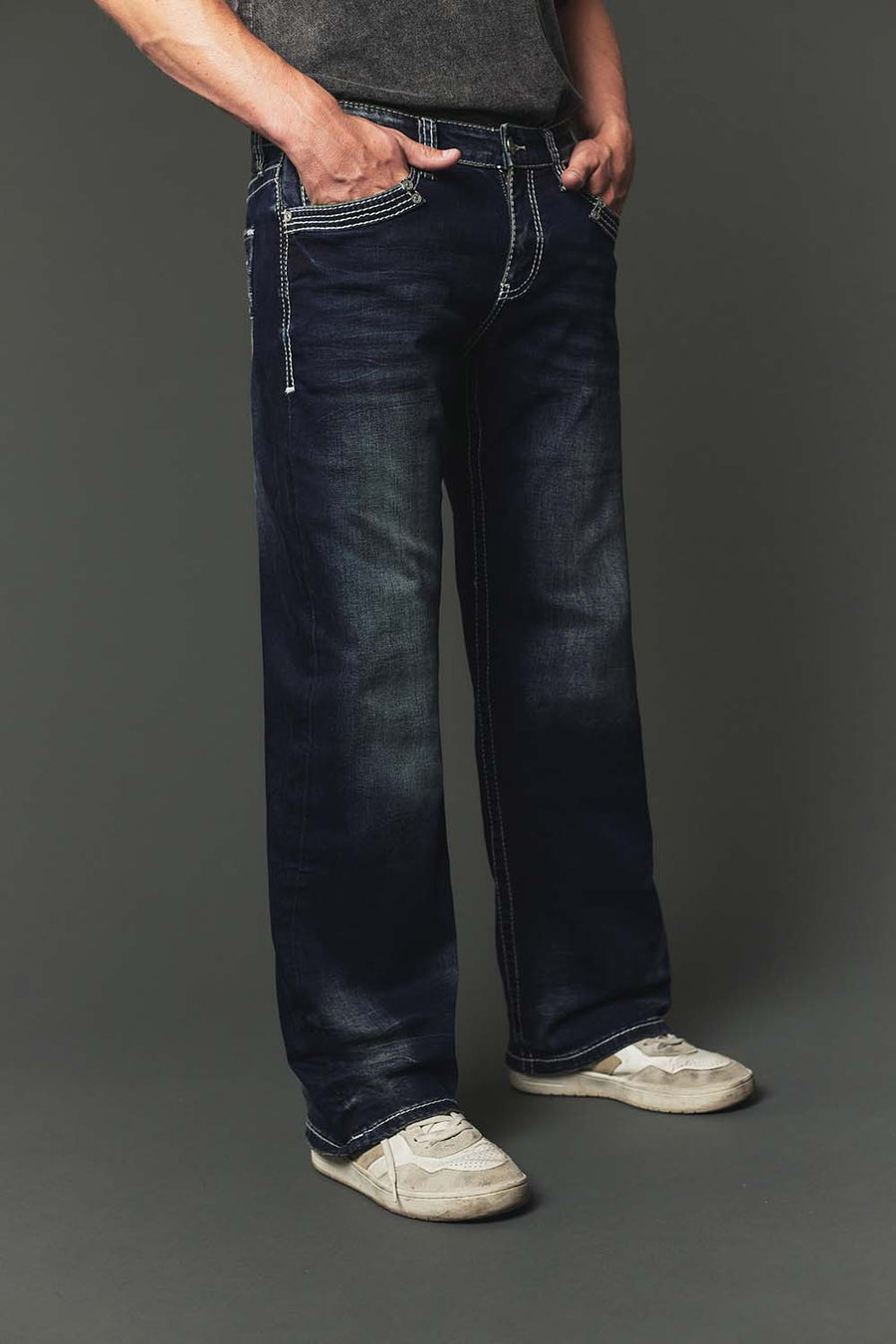 Men's High Street Lite Embroidered Straight Leg Jeans