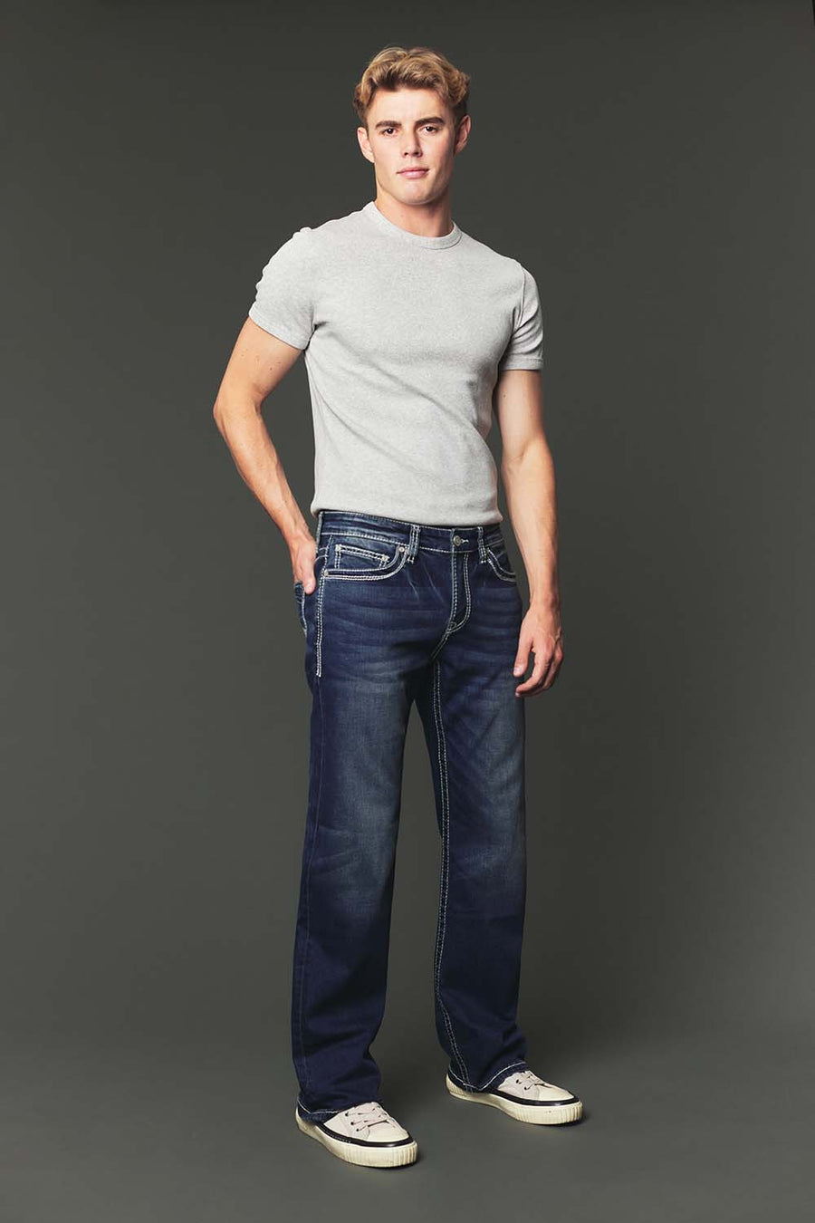 Men's High Street Lite Embroidered Straight Leg Jeans