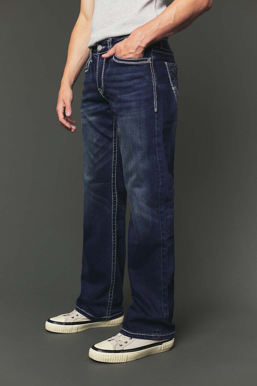 Men's High Street Lite Embroidered Straight Leg Jeans