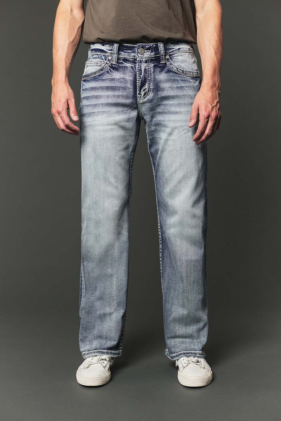 Men's High Street Lite Embroidered Straight Leg Jeans