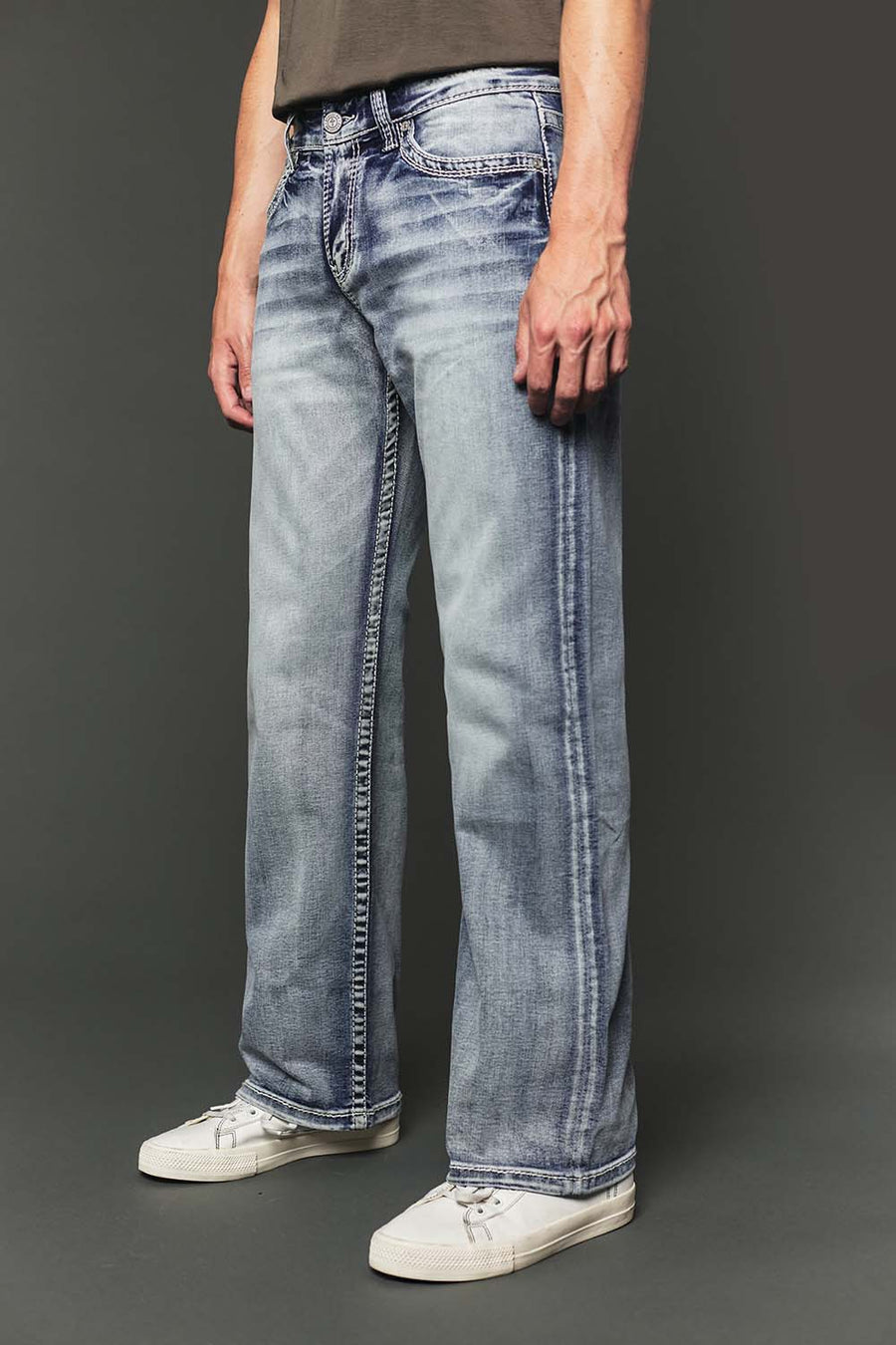 Men's High Street Lite Embroidered Straight Leg Jeans