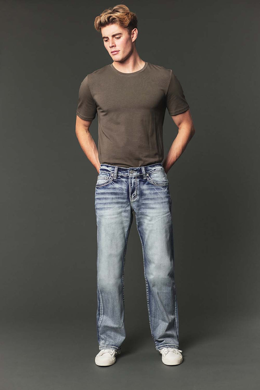 Men's High Street Lite Embroidered Straight Leg Jeans