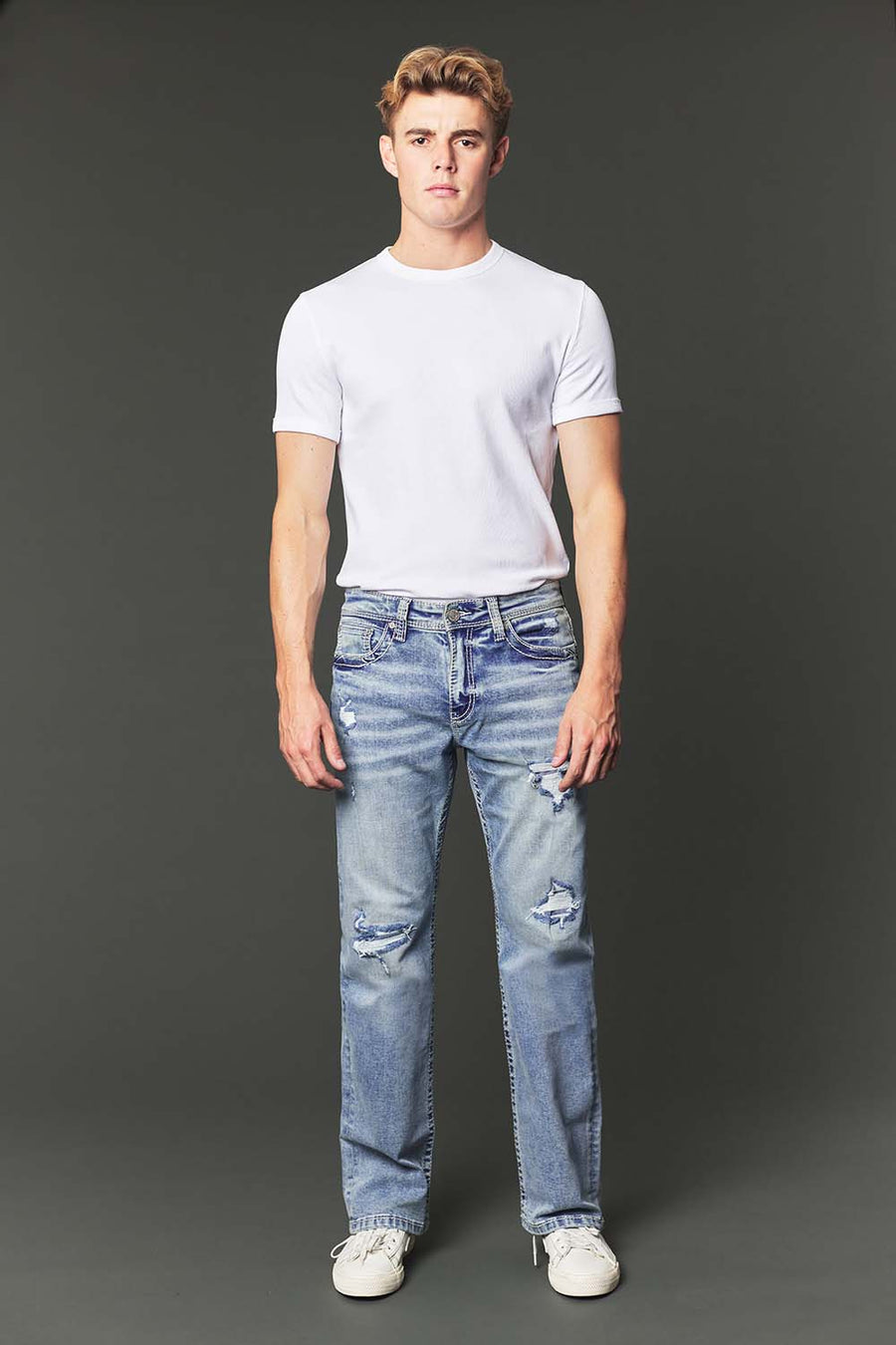 Men's High Street Lite Embroidered Straight Leg Jeans
